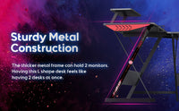 GAMEON L-Shaped Slayer I Series Gaming Desk (Size: 129*129*74cm & Table top 80*46cm) With Headset Hook, Cup Holder & Accessories Stand - Black
