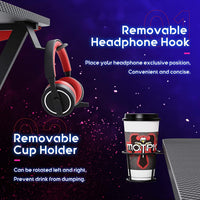 GAMEON L-Shaped Slayer I Series Gaming Desk (Size: 129*129*74cm & Table top 80*46cm) With Headset Hook, Cup Holder & Accessories Stand - Black