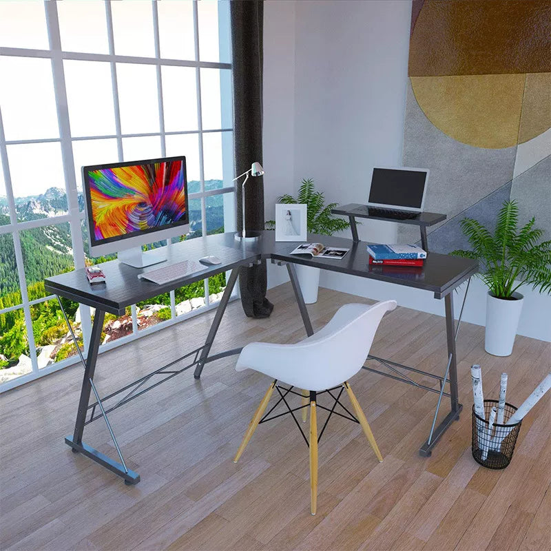 GAMEON 3 in 1 L-Shaped Slayer II XL Series Gaming Desk (Size: 150*112*74cm & Table top 100*48cm + 60*48cm) With Accessories Stand GOSLAYERXLII  - Black