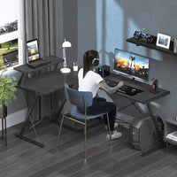 GAMEON 3 in 1 L-Shaped Slayer II XL Series Gaming Desk (Size: 150*112*74cm & Table top 100*48cm + 60*48cm) With Accessories Stand GOSLAYERXLII  - Black