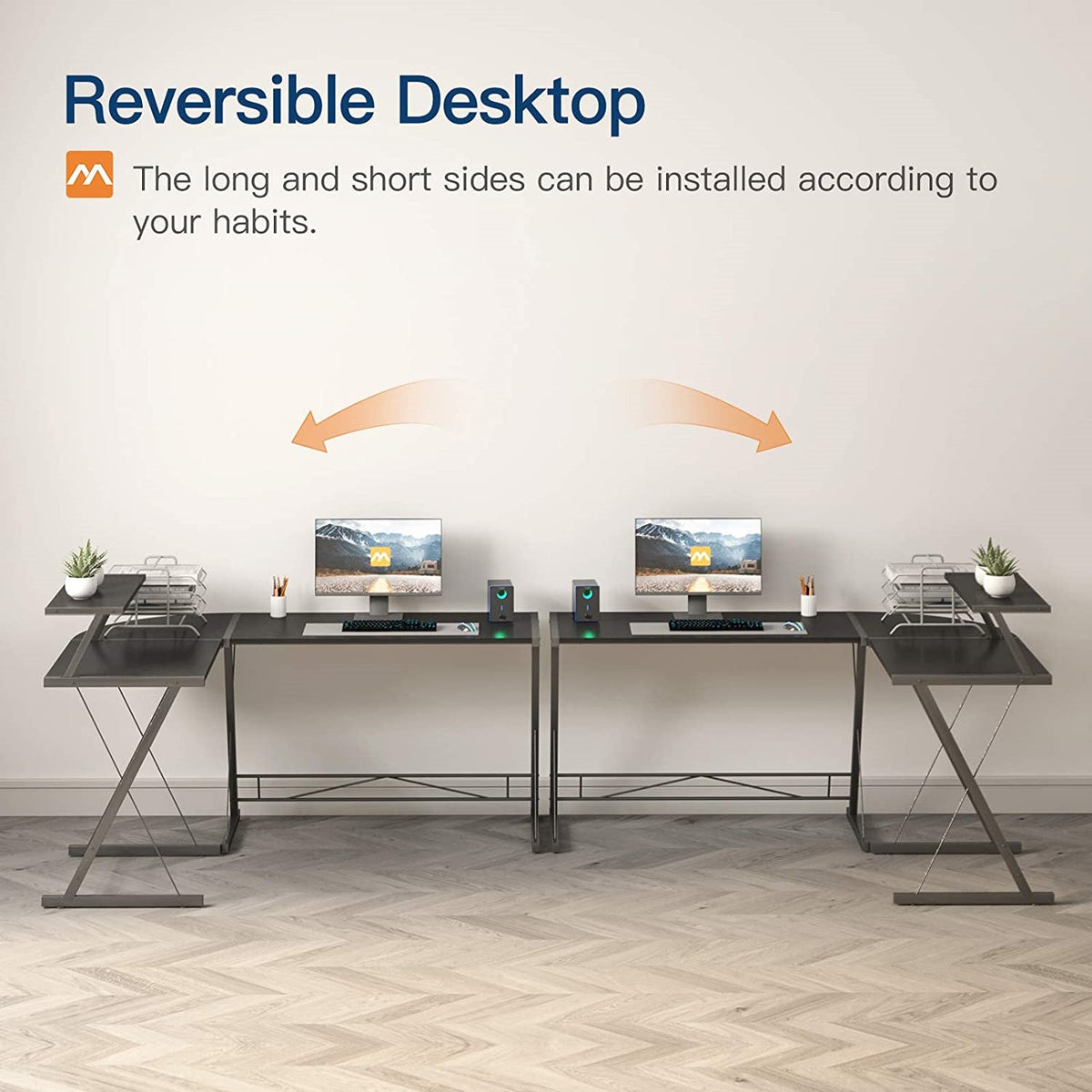 GAMEON 3 in 1 L-Shaped Slayer II XL Series Gaming Desk (Size: 150*112*74cm & Table top 100*48cm + 60*48cm) With Accessories Stand GOSLAYERXLII  - Black