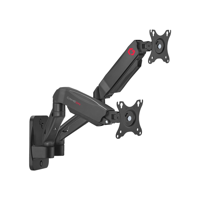 GAMEON GO-5008 Economy Spring-Assisted Wall Mounted Dual Monitor Arm For Gaming And Office Use, 17" - 32", Each Arm Up To 9 KG