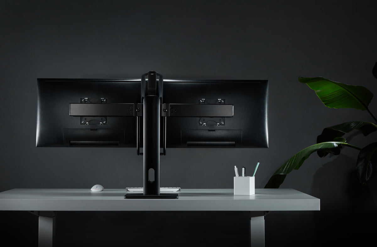 GAMEON GO-2052 Easy To Adjust Vertical Lift Dual Screen Monitor Stand For Gaming And Office Use, 17" - 27", Each Arm Up To 6 KG, Black