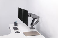 GAMEON GO-2151 PRO V2 Dual Monitor Arm For Gaming And Office Use, 17" - 32" With RGB Lighting, Each Arm Up To 9 KG, Space Grey