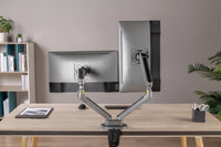 GAMEON GO-2151 PRO V2 Dual Monitor Arm For Gaming And Office Use, 17" - 32" With RGB Lighting, Each Arm Up To 9 KG, Space Grey
