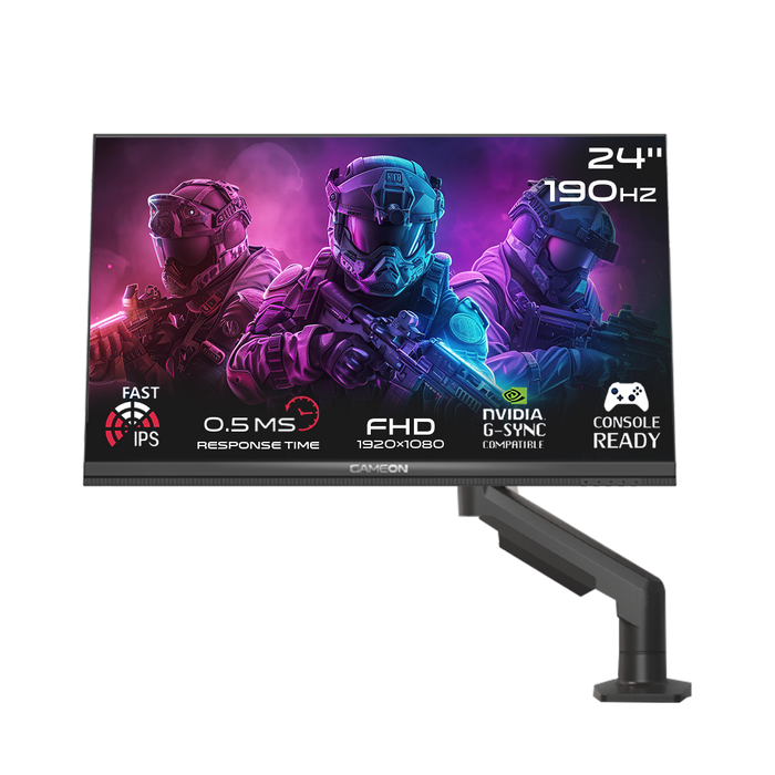 GAMEON GOM24FHD190IPSX Midnight Pro X Series 24" FHD, 190Hz, MPRT 0.5ms, HDMI 2.1, Fast IPS Gaming Monitor (Supports PS5) with Stand - Black