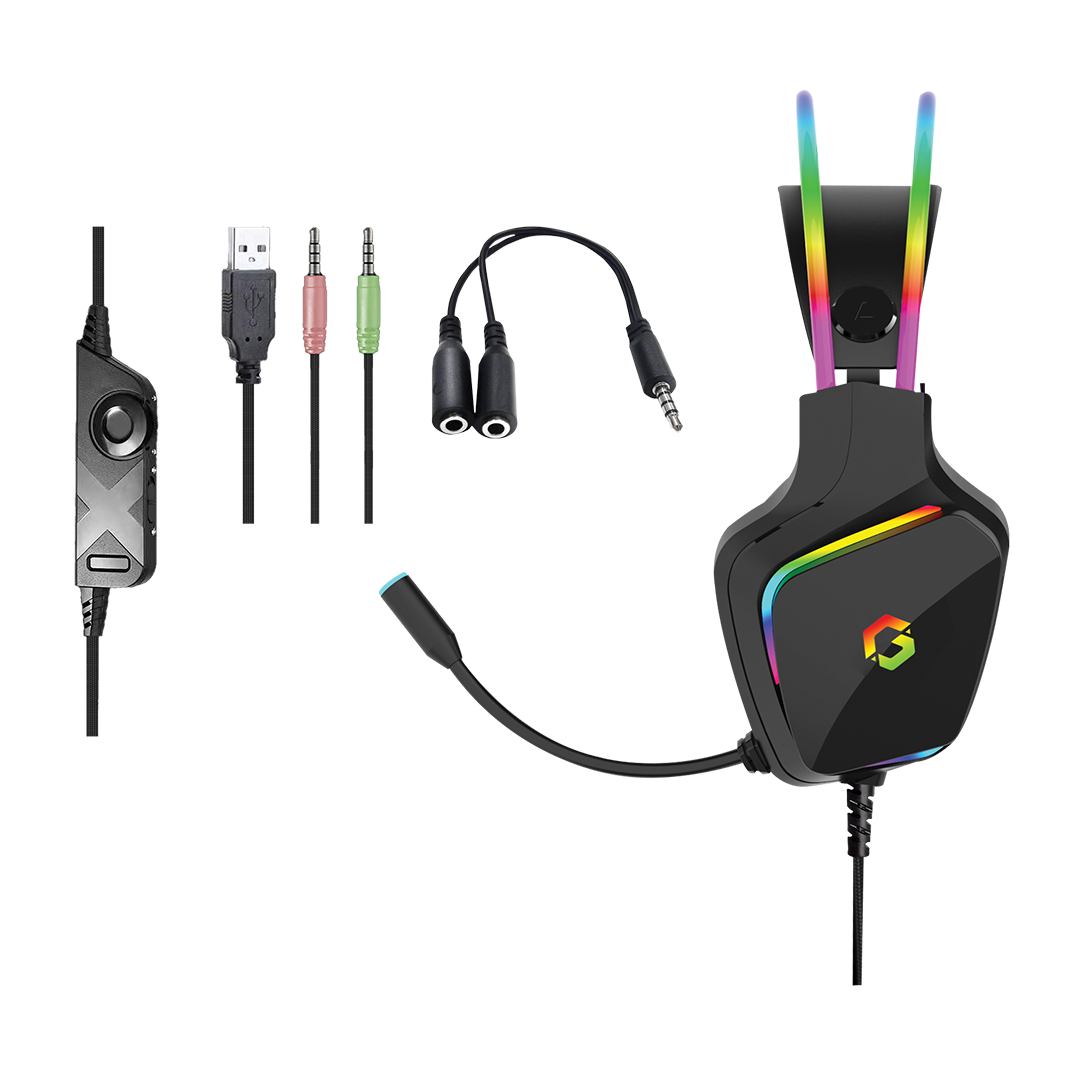 GAMEON GO-712 RGB Gaming Headset With Detachable Mic - Black