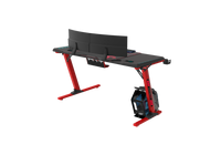 GAMEON Phantom XL-L Series L-Shaped RGB Flowing Light Gaming Desk With Mouse pad, Headphone Hook, Cup Holder, Cable Management, Gamepad Holder, Qi Wireless Charger & USB Hub - Black