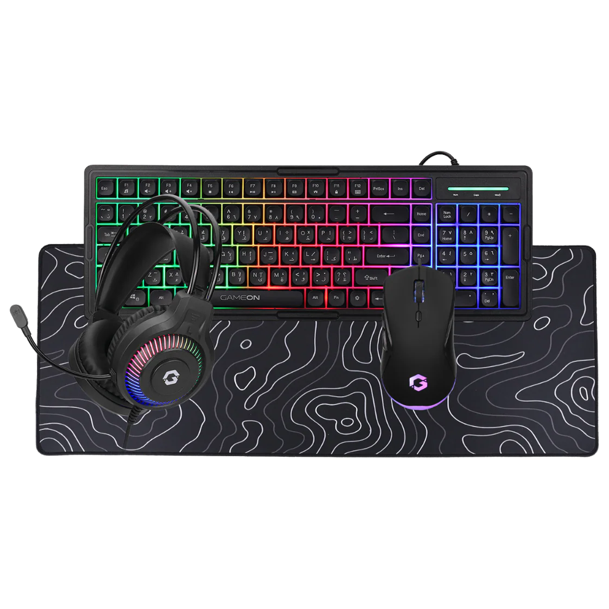 GAMEON CYPHERW XL All-In-One Gaming Bundle (Keyboard, Headset, Mouse & Mousepad) - Black