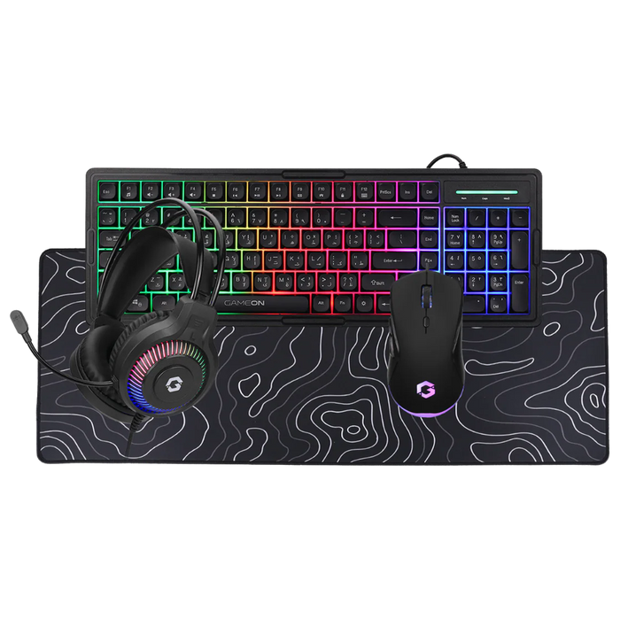 GAMEON CYPHERW XL All-In-One Gaming Bundle (Keyboard, Headset, Mouse & Mousepad) - Black