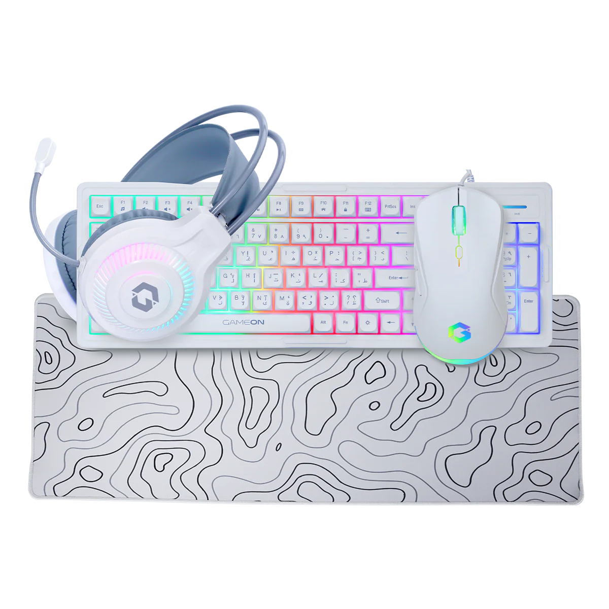 GAMEON GO-CYPHERW-XL-W All-In-One Gaming Bundle (Keyboard, Headset, Mouse & Mousepad)