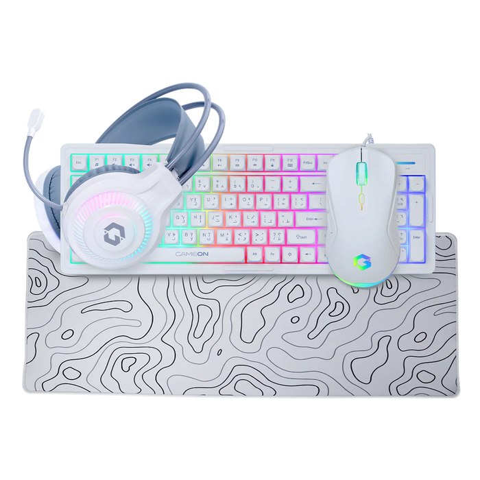 GAMEON GO-CYPHERW-XL-W All-In-One Gaming Bundle (Keyboard, Headset, Mouse & Mousepad)