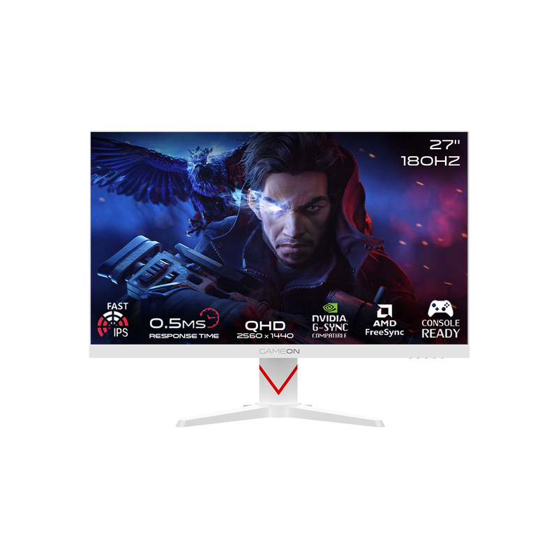 GAMEON GOAD27QHD180IPS Dominator Series 27" QHD, 180Hz, MPRT 0.5ms, HDMI 2.1, Fast IPS Gaming Monitor (Supports PS5) - White