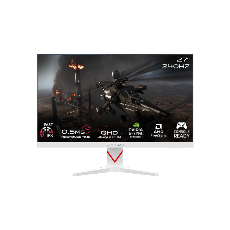 GAMEON GOAD27QHD240IPS Dominator Series 27" QHD, 240Hz, MPRT 0.5ms, HDMI 2.1, Fast IPS Gaming Monitor (Supports PS5) - White