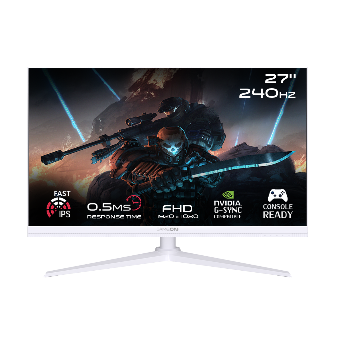 GAMEON GOA27FHD240IPS Artic Pro Series 27" FHD, 240Hz, MPRT 0.5ms, HDMI 2.1, Fast IPS Gaming Monitor (Supports PS5) - White