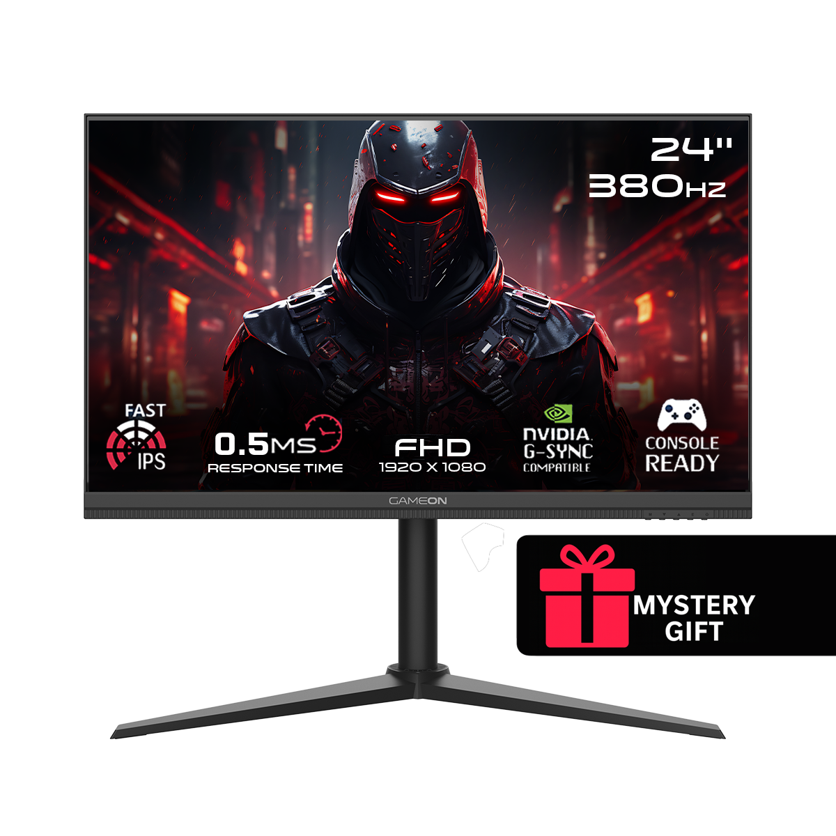 GAMEON GOMP24FHD380IPS Midnight Pro Series 24" FHD, 380Hz, MPRT 0.5ms, HDMI 2.1, Fast IPS Gaming Monitor (Supports PS5) - Black