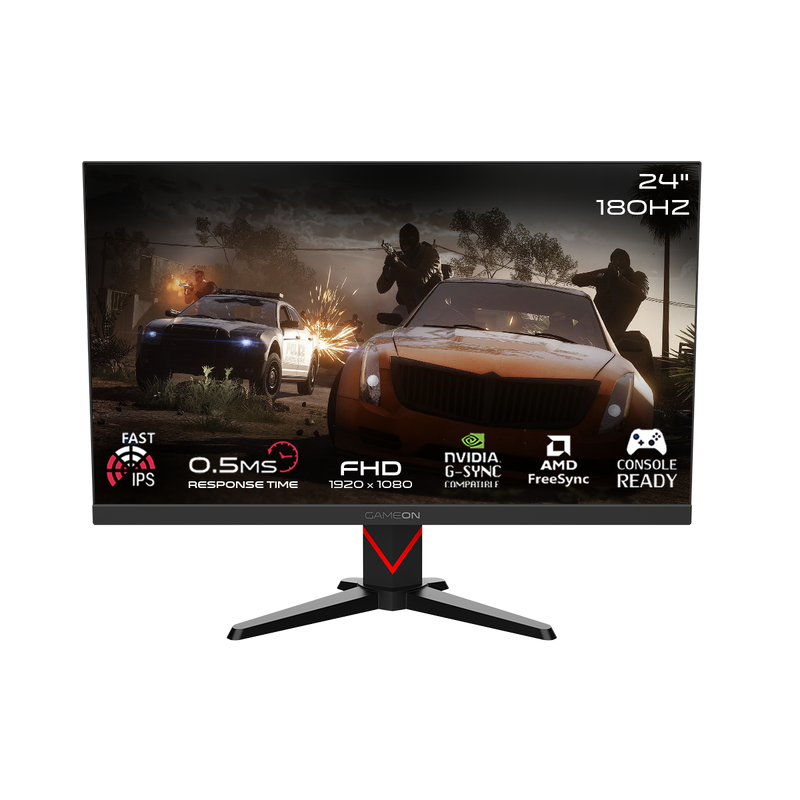 GAMEON GOMM24FHD180IPS Marksman Series 24" FHD, 180Hz, MPRT 0.5ms, HDMI 2.1, Fast IPS Gaming Monitor (Supports PS5) - Black
