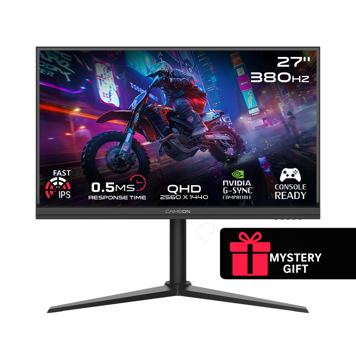 GAMEON GOMP27QHD380IPS Midnight Pro Series 27" QHD, 380Hz, MPRT 0.5ms, HDMI 2.1, Fast IPS Gaming Monitor (Supports PS5) - Black