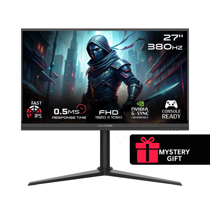 GAMEON GOMP27FHD380IPS Midnight Pro Series 27" FHD, 380Hz, MPRT 0.5ms, HDMI 2.1, Fast IPS Gaming Monitor (Supports PS5) - Black