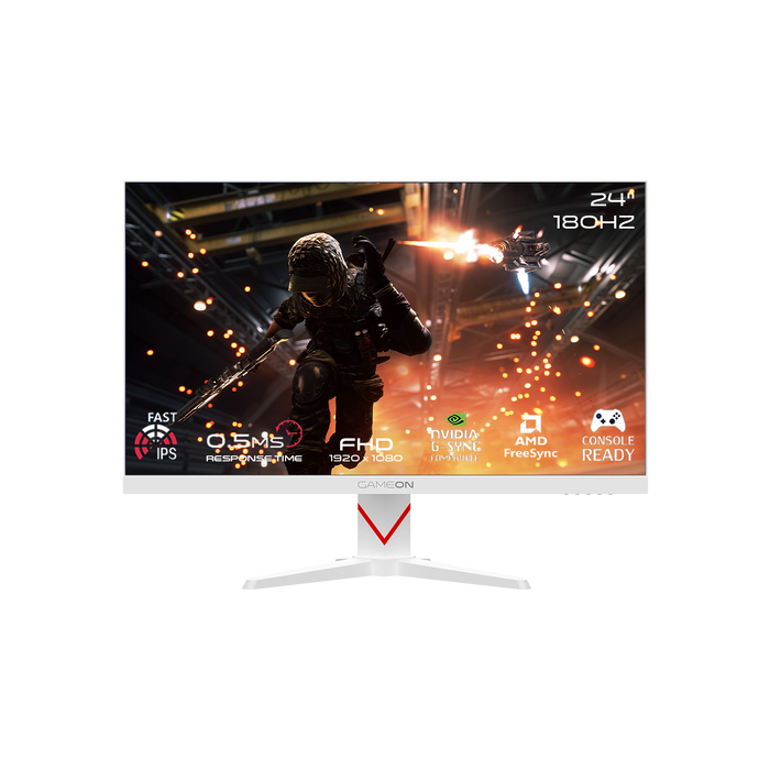 GAMEON GOAM24FHD180IPS Marksman Series 24" FHD, 180Hz, MPRT 0.5ms, HDMI 2.1, Fast IPS Gaming Monitor (Supports PS5) - White