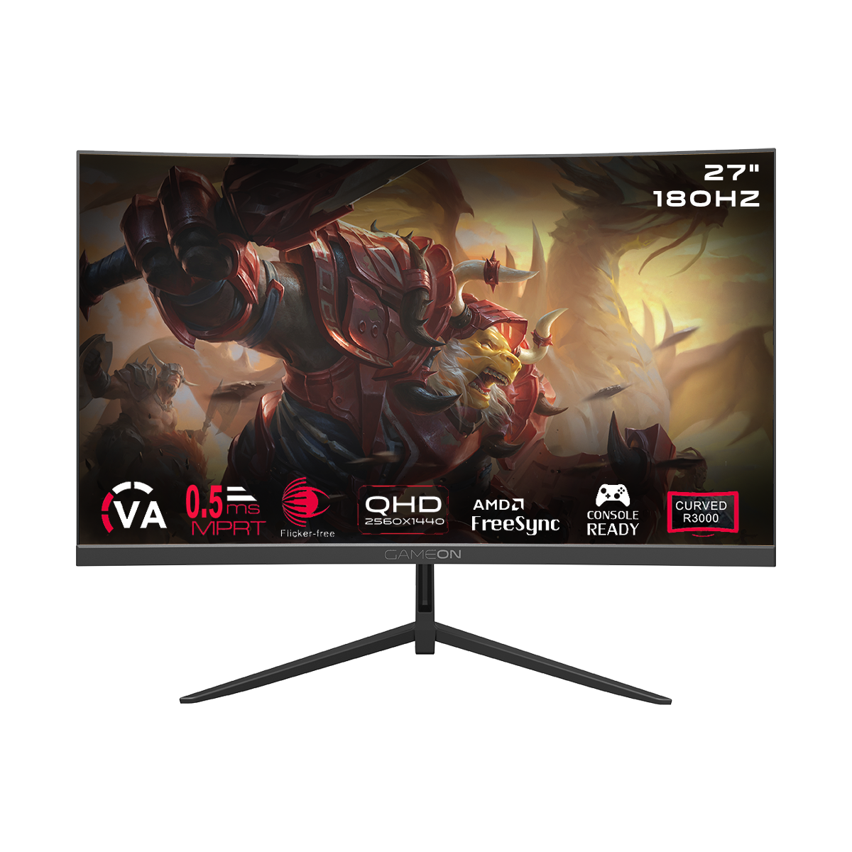 GAMEON GOC27Q180VA Curved 27" QHD, 180Hz, MPRT 0.5ms, HDMI 2.1, VA PANEL Gaming Monitor