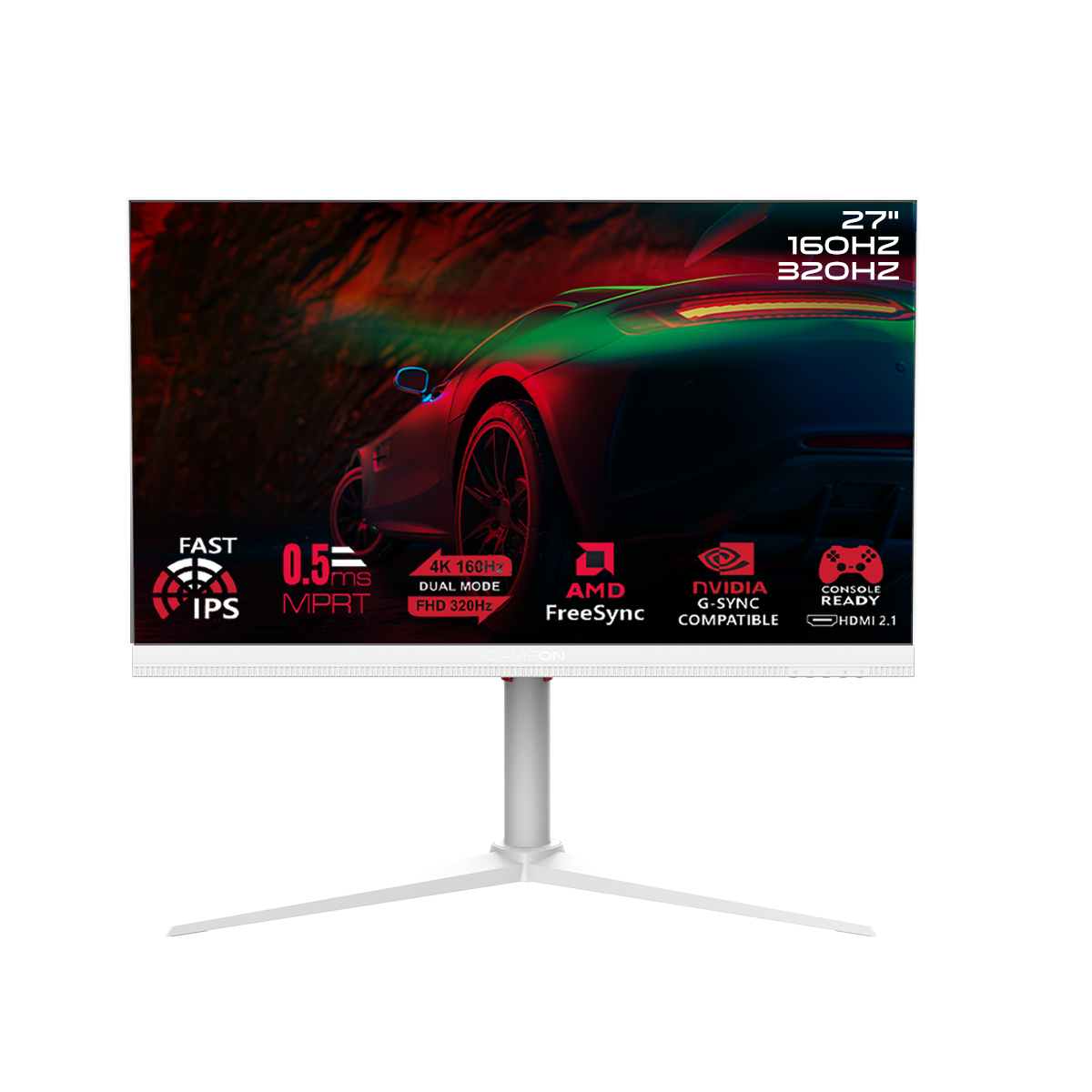 GAMEON GOSX27W Switch X Series 27" Dual Switch 4K UHD 160Hz/FHD 320Hz, MPRT 0.5ms, HDMI 2.1, Fast IPS Gaming Monitor (Supports PS5) - White