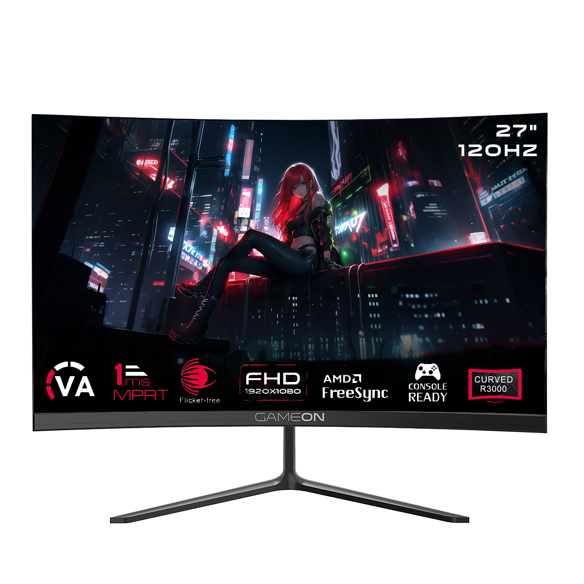 GAMEON GOC27F120VA Curved 27" FHD, 120Hz, MPRT 1MS, HDMI 2.1, VA PANEL Gaming Monitor