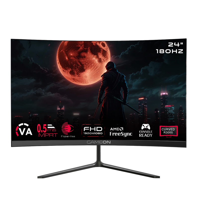 GAMEON GOC24F180VA Curved 24" FHD, 180Hz, MPRT 0.5ms, HDMI 2.1, VA PANEL Gaming Monitor