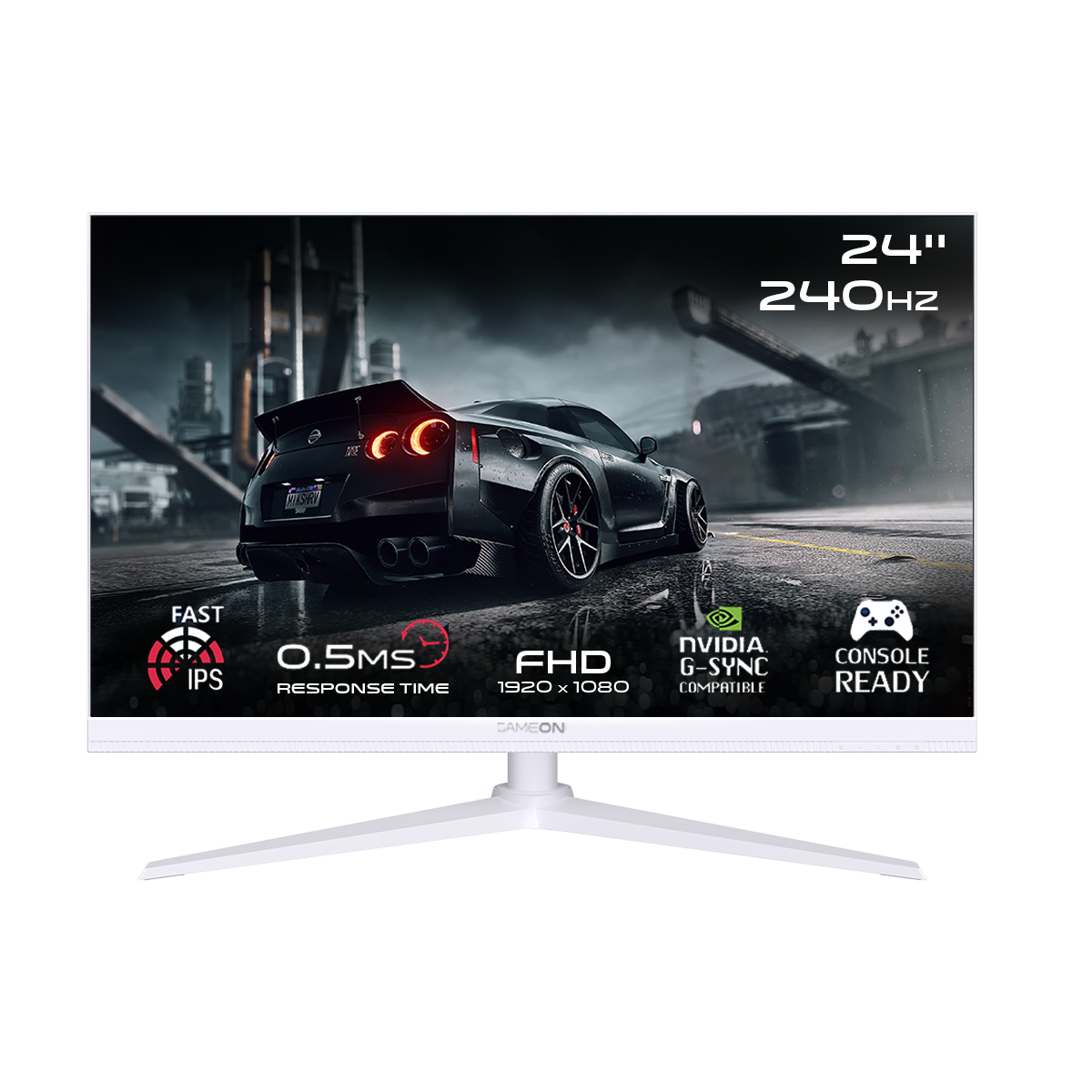 GAMEON GOA24FHD240IPS Artic Pro Series 24" FHD, 240Hz, MPRT 0.5ms, HDMI 2.1, Fast IPS Gaming Monitor (Supports PS5) - White