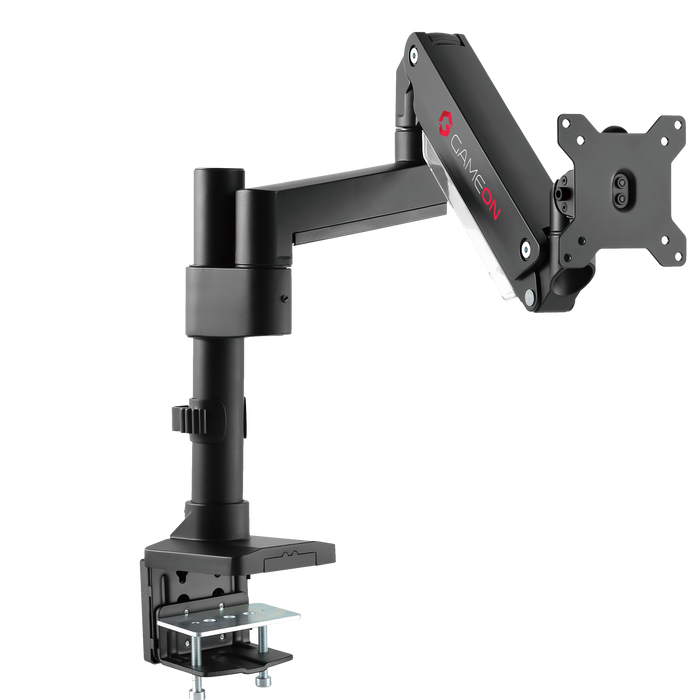 GAMEON GO-2083 Pole-Mounted Aluminum Heavy-Duty Spring-Assisted Single Monitor Arm For Gaming And Office Use, 17" - 49", Flat Monitor Up To 18 KG & Curve Monitor Up To 14 KG, Black