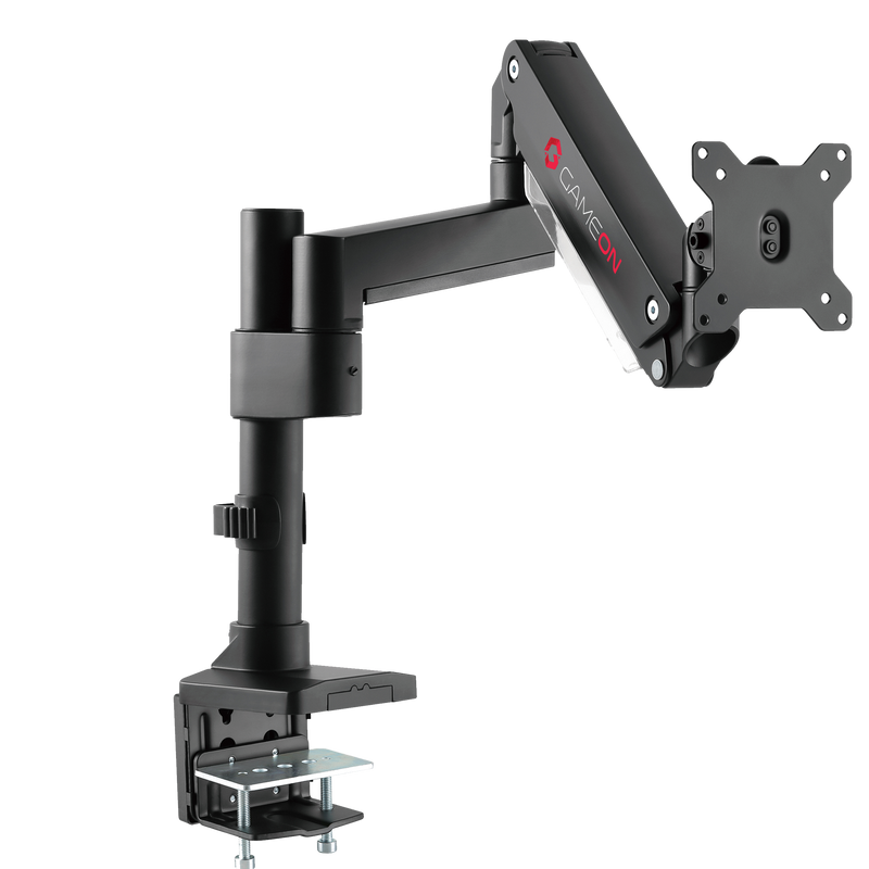 GAMEON GO-2083 Pole-Mounted Aluminum Heavy-Duty Spring-Assisted Single Monitor Arm For Gaming And Office Use, 17" - 49", Flat Monitor Up To 18 KG & Curve Monitor Up To 14 KG, Black