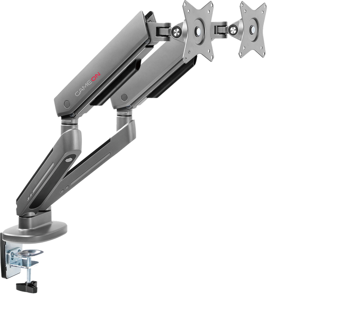 GAMEON GO-2151 PRO V2 Dual Monitor Arm For Gaming And Office Use, 17" - 32" With RGB Lighting, Each Arm Up To 9 KG, Space Grey