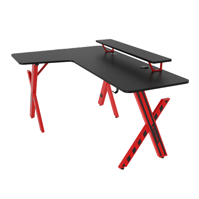 GAMEON Phantom Series L-Shaped Gaming Desk With 15W Qi Charger, USB Hub (Dimensions 160 CM X 110 CM x 60CM)