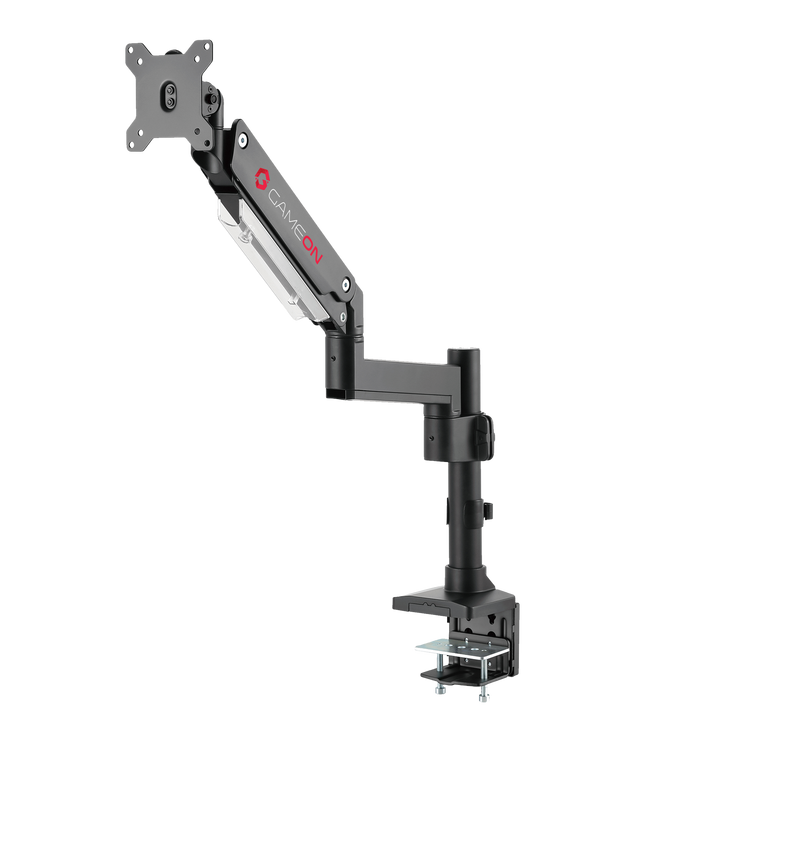 GAMEON GO-2083 Pole-Mounted Aluminum Heavy-Duty Spring-Assisted Single Monitor Arm For Gaming And Office Use, 17" - 49", Flat Monitor Up To 18 KG & Curve Monitor Up To 14 KG, Black