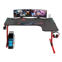 GAMEON Phantom XL-R Series L-Shaped RGB Flowing Light Gaming Desk With Mouse pad, Headphone Hook, Cup Holder, Cable Management, Gamepad Holder, Qi Wireless Charger & USB Hub - Black