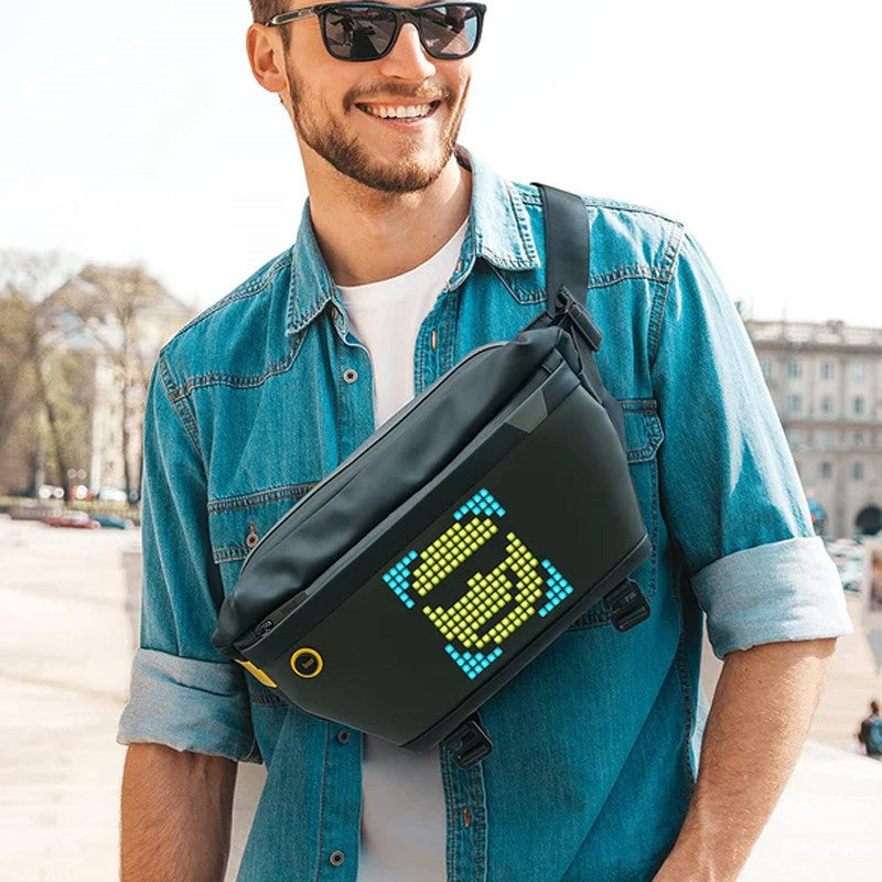 Divoom Pixoo Sling Bag with LED Display, Cross-body Waterproof Shoulder Chest Backpack - Black