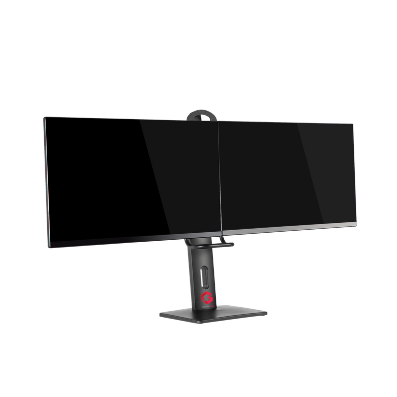 GAMEON GO-2052 Easy To Adjust Vertical Lift Dual Screen Monitor Stand For Gaming And Office Use, 17" - 27", Each Arm Up To 6 KG, Black