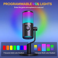 Maonocaster DM30 RGB Gaming Microphone for PC, USB Programmable