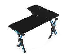 Gameon Elite Series L-Shaped Gaming Desk With USB powered LED Lightning With Remote Control And 15W Qi Charger (Dimensions 160 CM X 100 CM x 60CM )