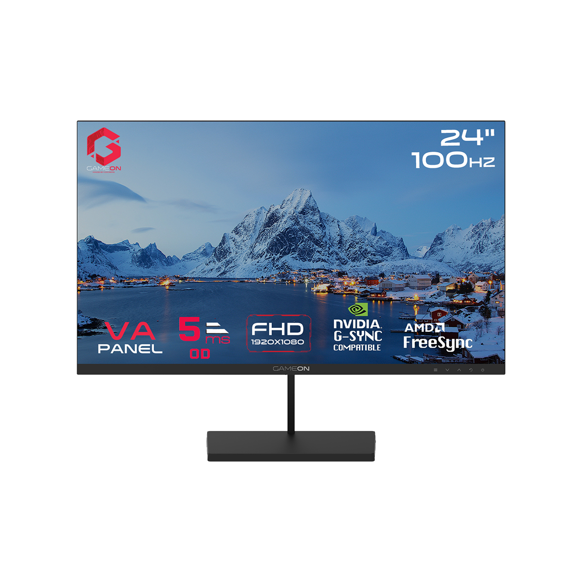 GAMEON GB24F100 Basic Series 24" FHD, 100Hz, 5ms, VA Panel Gaming Monitor - Black