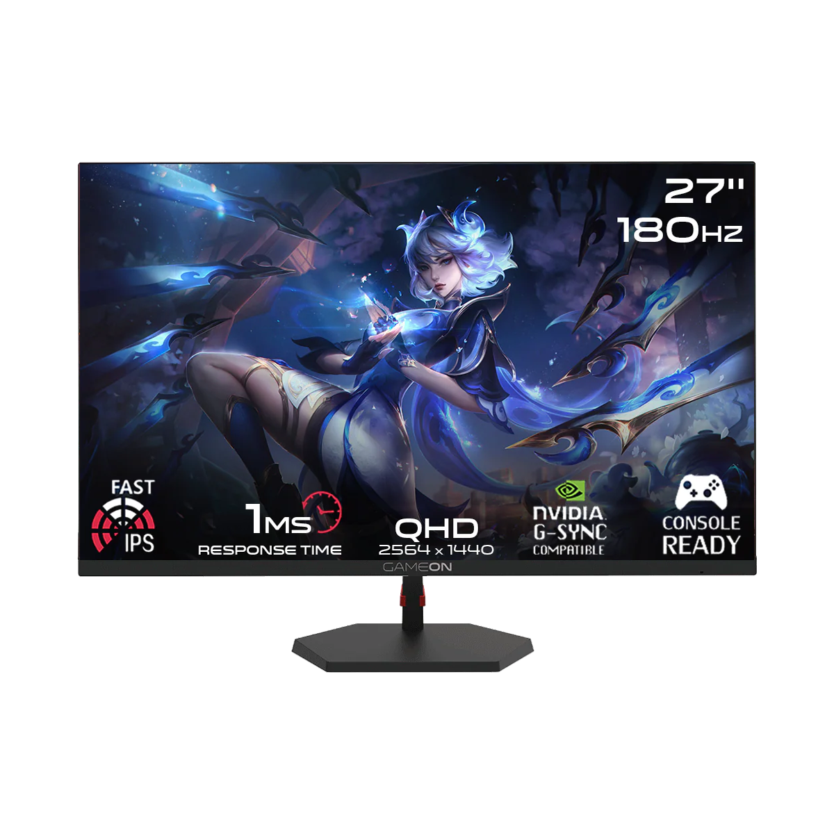 GAMEON GB27Q180 Pro Series 27" QHD, 180Hz, 1ms, HDMI 2.1, IPS Gaming Monitor (Supports PS5) - Black