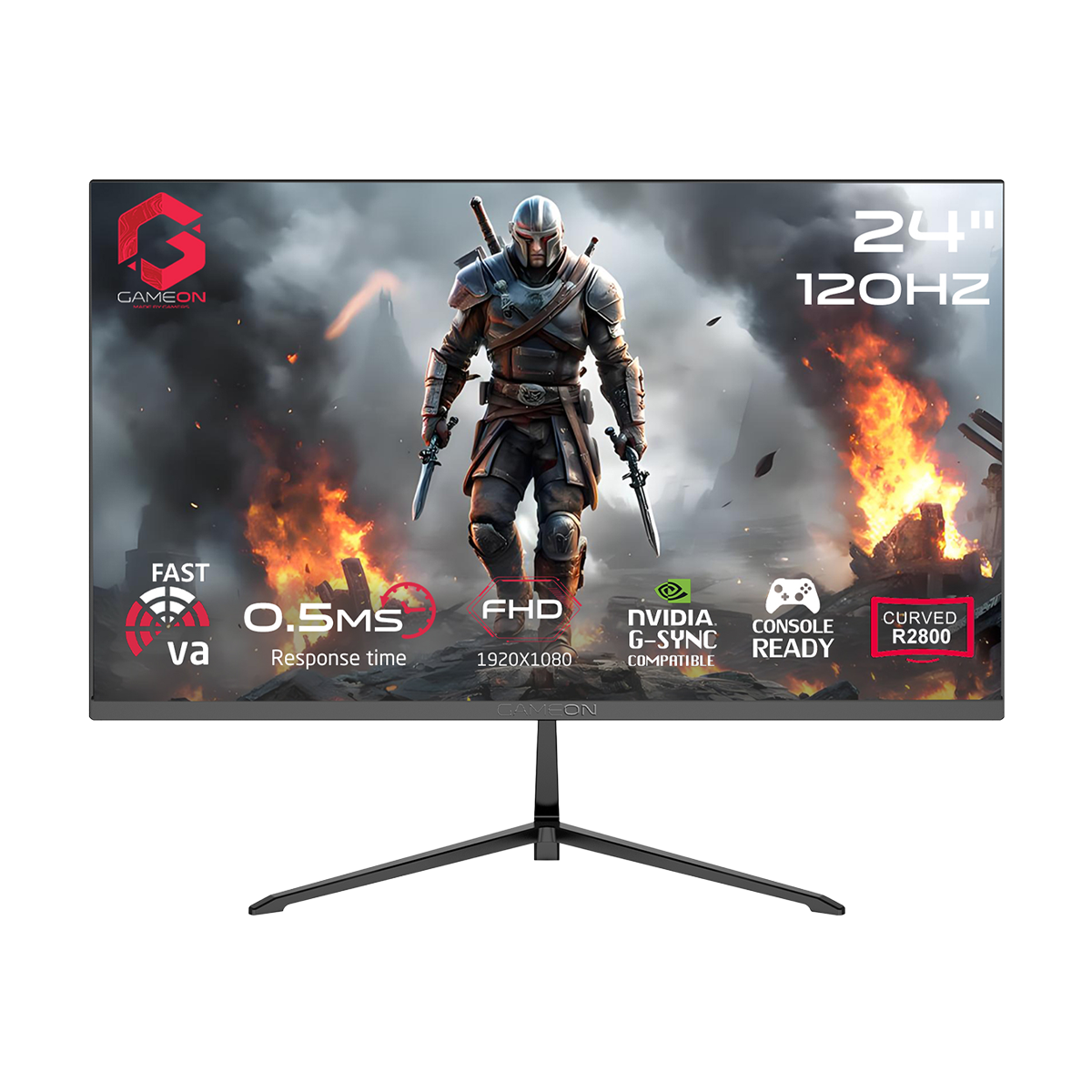 GAMEON GC24F120VA Pro Series 24" FHD, 120Hz, MPRT 0.5ms, HDMI 2.1, Fast VA Panel Curved Gaming Monitor 2800R, 16:9 (Supports PS5) - Black