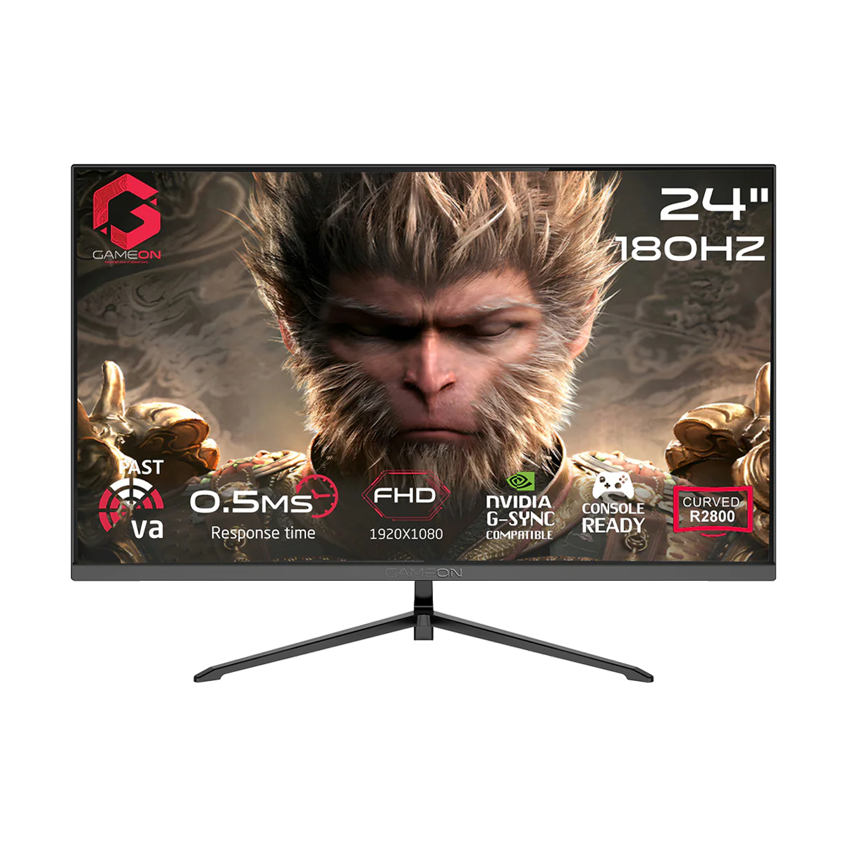 GAMEON GC24F180VA Pro Series 24" FHD, 180Hz, MPRT 0.5ms, HDMI 2.1, Fast VA Panel Curved Gaming Monitor 2800R, 16:9 (Supports PS5) - Black