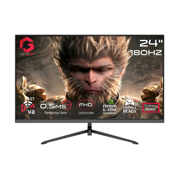 GAMEON GC24F180VA Pro Series 24" FHD, 180Hz, MPRT 0.5ms, HDMI 2.1, Fast VA Panel Curved Gaming Monitor 2800R, 16:9 (Supports PS5) - Black