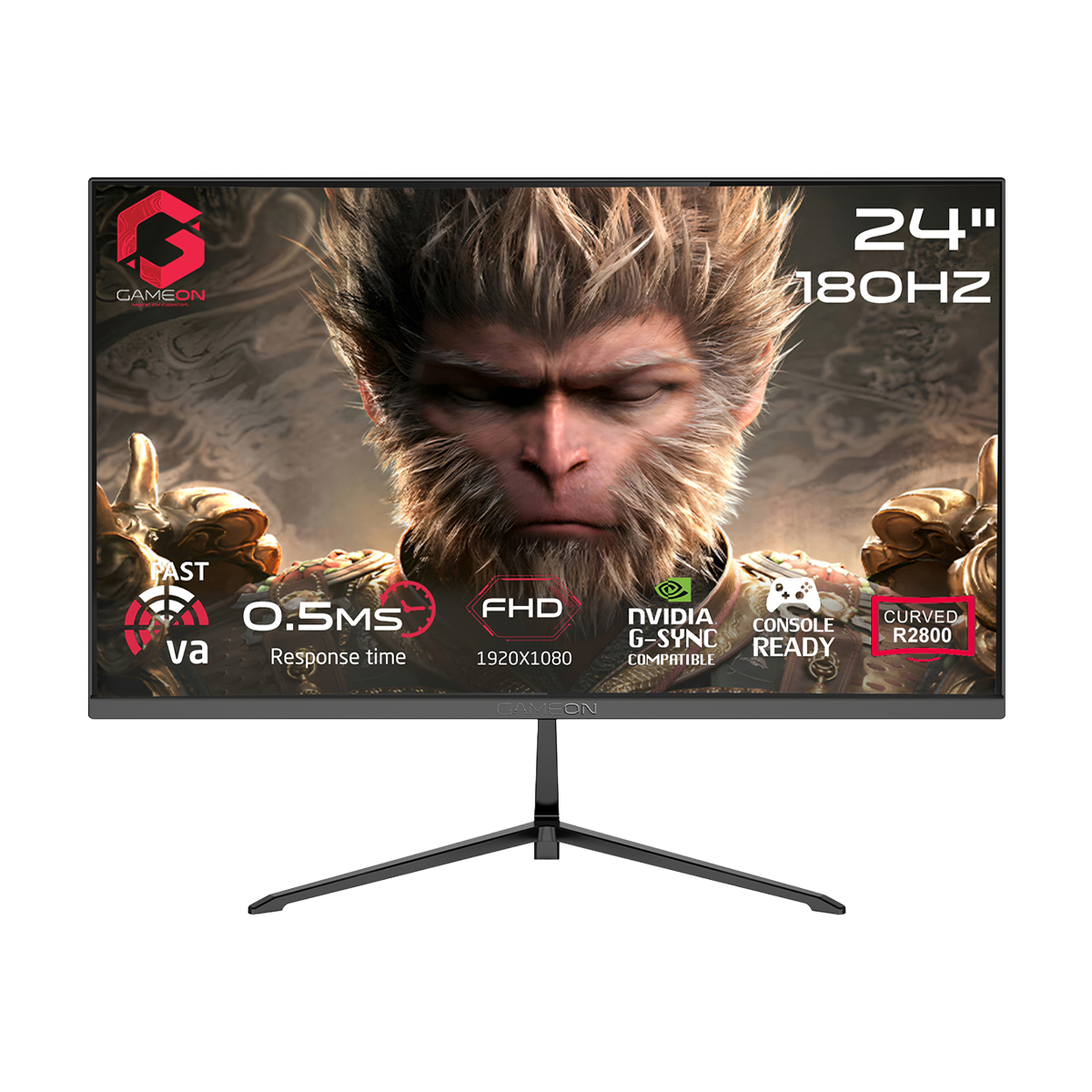 GAMEON GC24F180VA Pro Series 24" FHD, 180Hz, MPRT 0.5ms, HDMI 2.1, Fast VA Panel Curved Gaming Monitor 2800R, 16:9 (Supports PS5) - Black