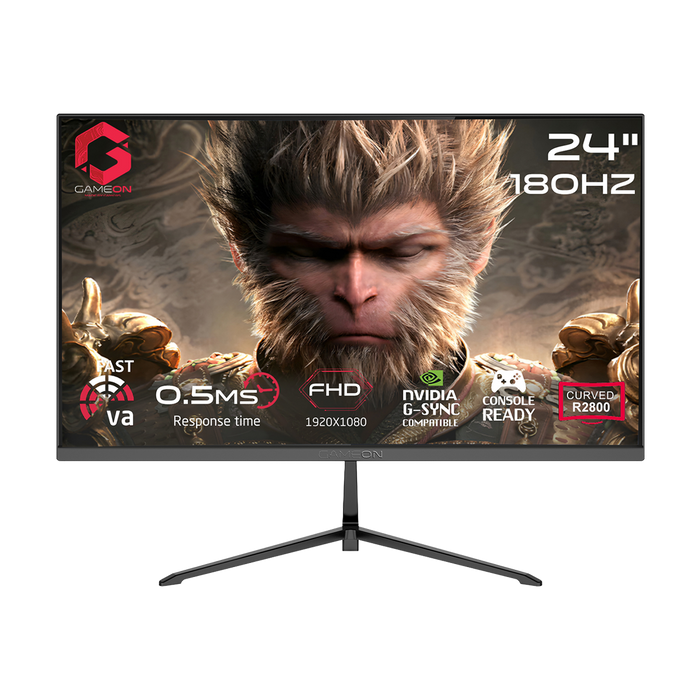 GAMEON GC24F180VA Pro Series 24" FHD, 180Hz, MPRT 0.5ms, HDMI 2.1, Fast VA Panel Curved Gaming Monitor 2800R, 16:9 (Supports PS5) - Black