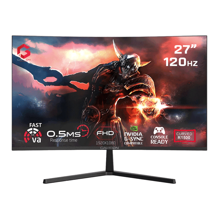 GAMEON GC27F120VA Pro Series 27'' FHD, 120Hz, MPRT 0.5ms, HDMI 2.1, Fast VA Panel Curved Gaming Monitor 1500R, 16:9 (Supports PS5) - Black