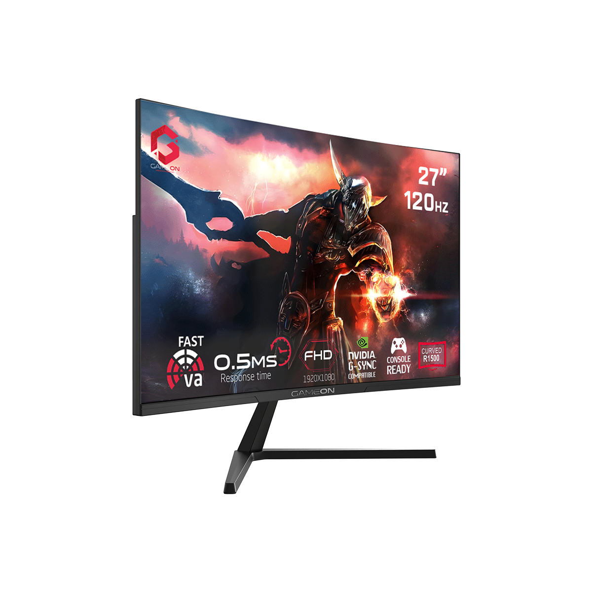 GAMEON GC27F120VA Pro Series 27'' FHD, 120Hz, MPRT 0.5ms, HDMI 2.1, Fast VA Panel Curved Gaming Monitor 1500R, 16:9 (Supports PS5) - Black