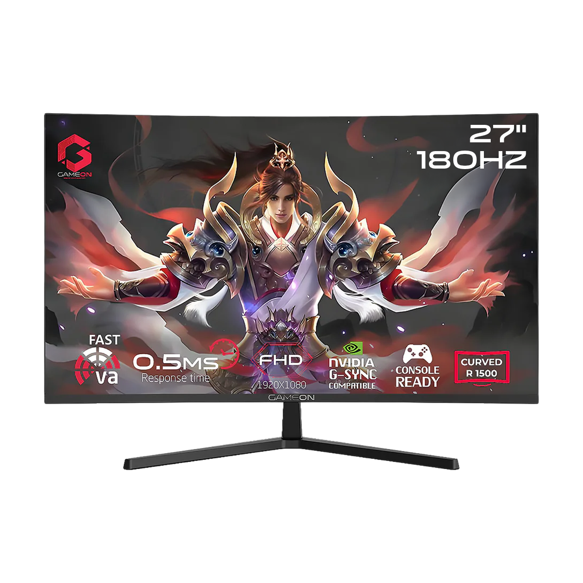 GAMEON GC27F180VA Pro Series 27" FHD, 180Hz, MPRT 0.5ms, HDMI 2.1, Fast VA Panel Curved Gaming Monitor 1500R 16:9 (Supports PS5) - Black