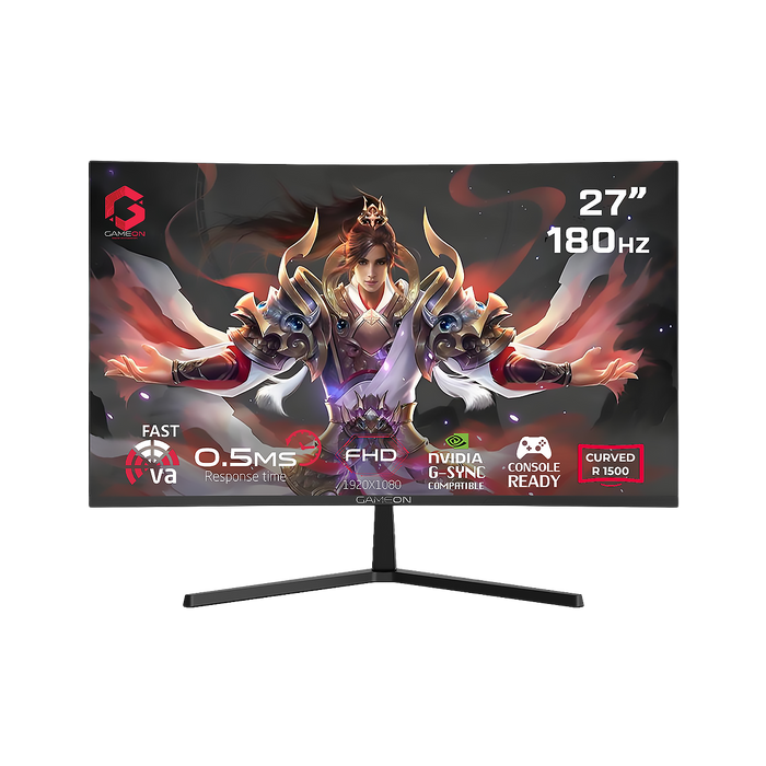 GAMEON GC27F180VA Pro Series 27" FHD, 180Hz, MPRT 0.5ms, HDMI 2.1, Fast VA Panel Curved Gaming Monitor 1500R 16:9 (Supports PS5) - Black
